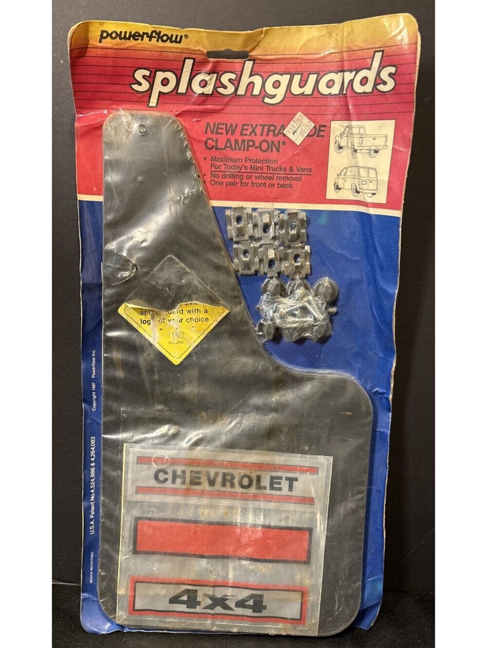 NEW In The Package NOS 1987 Powerflow Black Chevrolet 4X4 Splash Guards 1 Pair
